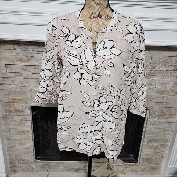 J. Jill floral neutral tones linen blend tunic size XS - Picture 1 of 7